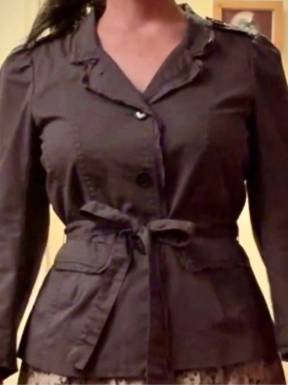 New with Tag LOFT Khaki Green peplum Jacket, 100% cotton, sz 2P